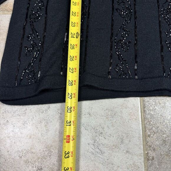 Vintage Karen Scott Evening Beaded Sweater Womens Medium Black Goth Embellished - Picture 3 of 9